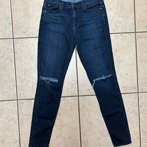 7 For All Mankind Dark Blue Ripped Skinny Jeans